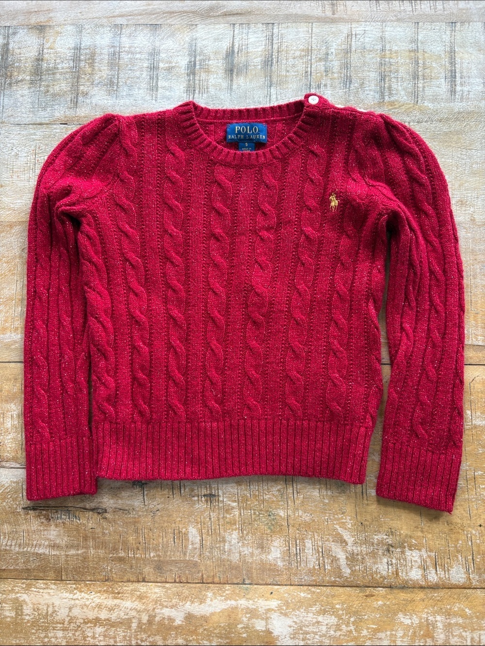 Ralph Lauren Red Cable-Knit Sweater size 5
